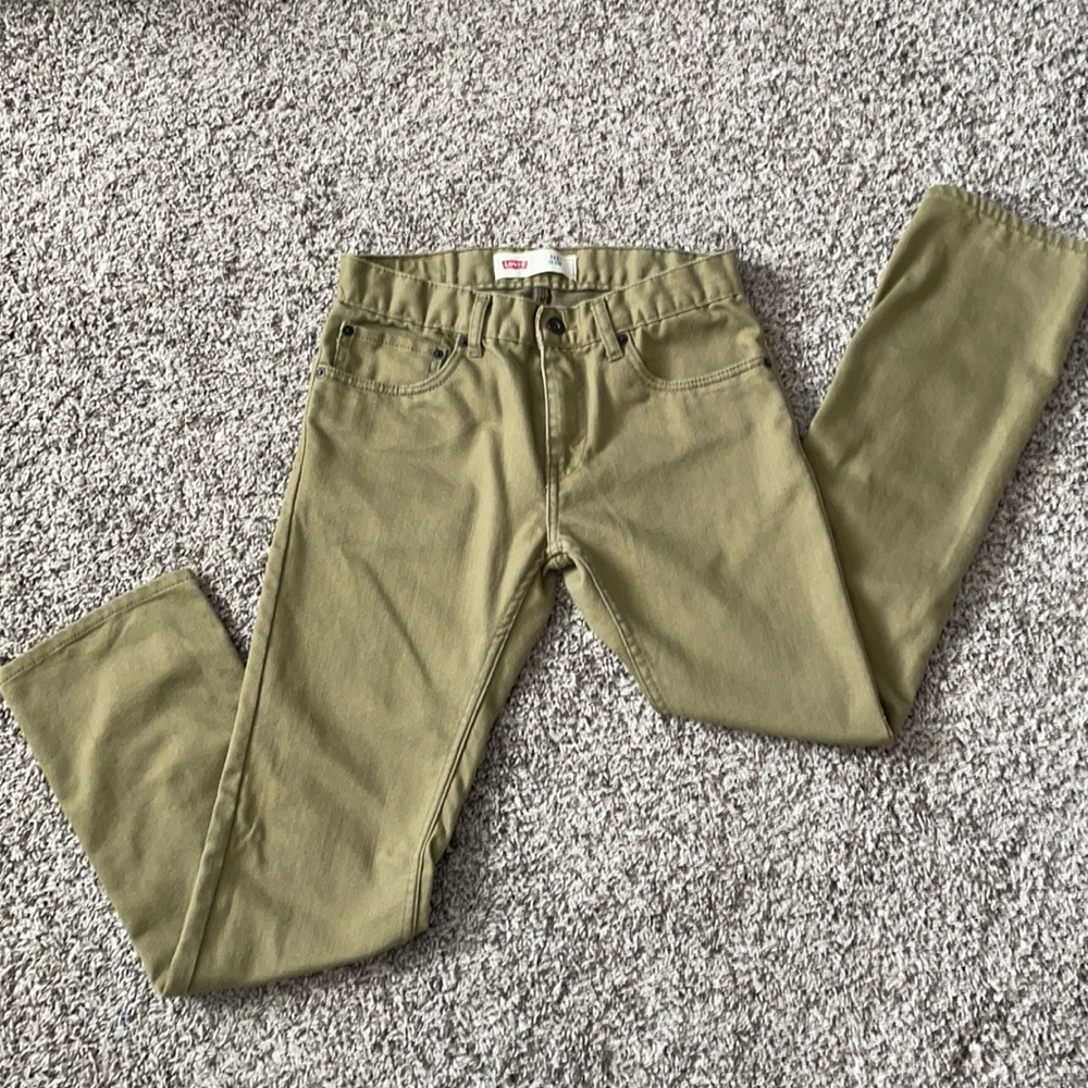 Levi’s 511 skinny. Tan, like denim pant.